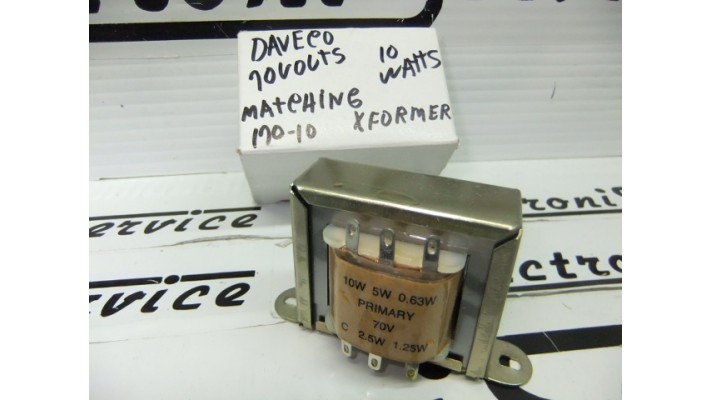 Daveco 170-10  10 watts 70 volts matching transformer
